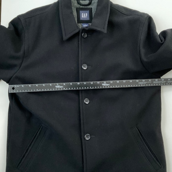 GAP Men’s Wool Blend Car Coat Sz L Black Heavyweight Classic Y2K Preppy Commute - Picture 5 of 15